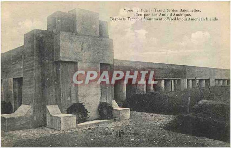 Old Postcard Monument Bayonet Trench offered by our American friends