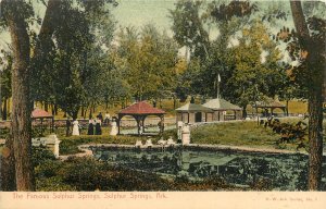 Vintage Postcard People Hanging Around Famous Sulphur Springs AR
