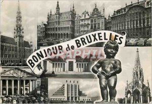 Modern Postcard Greetings from Brussels Manneken Pis