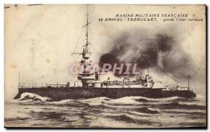 Postcard Old Ship Navy War Admiral Francaise Trehouart guard armor ratings