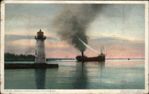 Sault Ste Marie Michigan MI Upper Light Lighthouse Detroit Pub c1910 Postcard