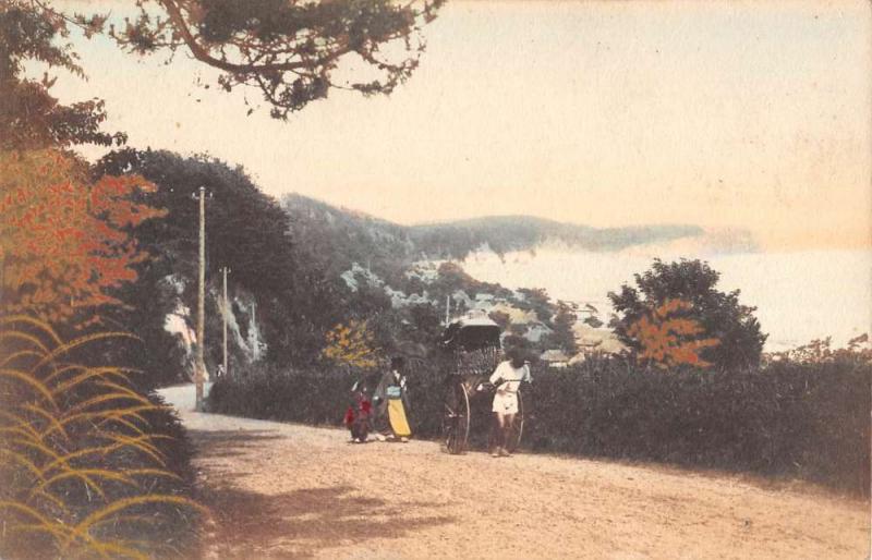 Japan Rickshaw Scenic Roadway Antique Postcard K107425