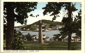 c1930 GASPE QUEBEC CANADA JACQUES CARTIER MEMORIAL CROSS POSTCARD 43-126