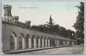 Prison~Waupun WI~State Prison~Castellated Towers~Barred Arches~Dirt Rd~1910 PC 