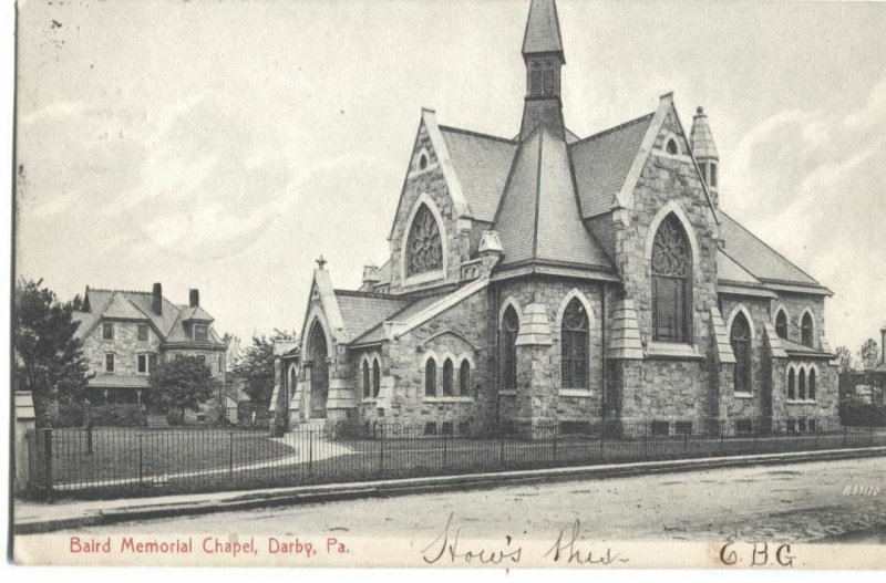 Postcard Baird Memorial Chapel Darby PA