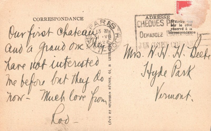 Vintage Postcard 1928 Chateau De Chantilly L'Entree Paris France FR