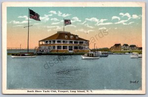 K45/ Freeport Long Island New York Postcard c1910 South Shore Yacht Club 75