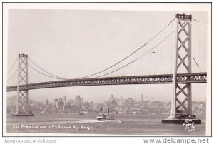 San Francisco And San Francisco Oakland Bay Bridge California Real Photo