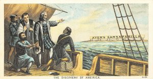 Lowell MA  Ayer's Sarsaparilla Discovery of America 2 .75 x 5.25 Tradecard