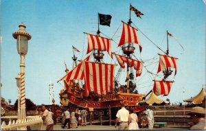 Disneyland Postcard Pirate Ship Fantasyland in Anaheim, California