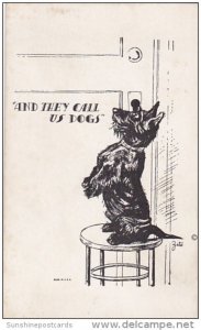 Vintage Arcade Card Humour Dog Sitting On Stool