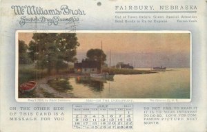Nebraska Fairbury Calendar Advertising Dry 1911 McWilliams Postcard 22-9604