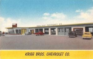 Thrall Texas Krieg Bros Chevrolet Co Linen Antique Postcard J57576