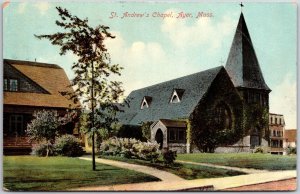 1910's St. Andrew's Chapel Ayer Massachusetts MA Landscaped Posted Postcard