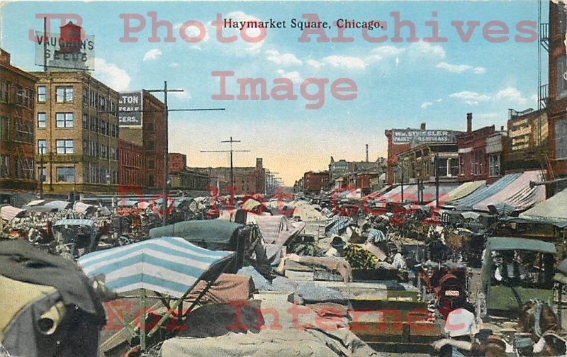 5 Postcards, Chicago Illinois, Haymarket Square Scenes