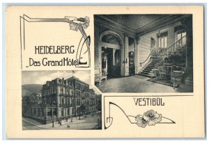 c1910 Vestibul Das Grand Hotel Multiview Heidelberg Germany Posted Postcard