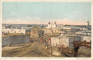 Pueblo of Isleta New Mexico 1923 Postcard Showing Church In The Distance