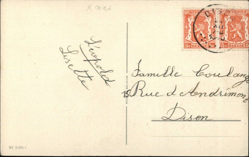 Belgian Christmas - Cherubs Ringing Bells Old Postcard