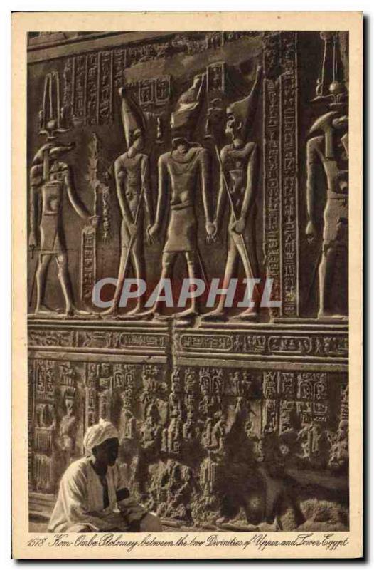 CPA Egypt Egypte Kom Ombo Tolomey between the two Divinities of Upper and Lower 