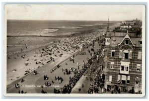 c1920's Knocke Sur Mer Digue Brussels Belgium Beach Scene RPPC Photo Postcard