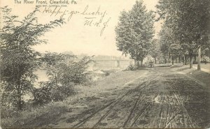 c1907 Rotograph Postcard; Clearfield PA Susquehanna River Front Road posted