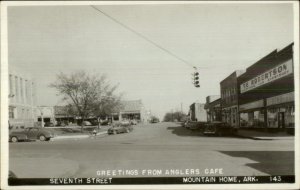 Mountain Home AR Seventh St. From Anglers Caf‚ Real Photo Postcard