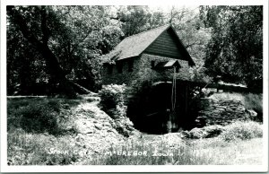 Vtg Postcard RPPC McGregor Iowa Spook Cave Water Wheel Unused