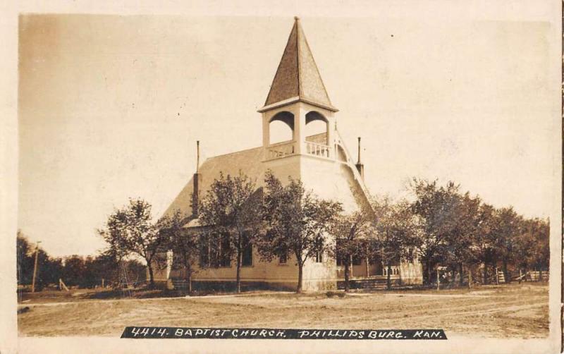 Phillipsburg Kansas Baptist Church Real Photo Antique Postcard K95782