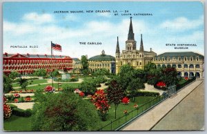 Vtg New Orleans Louisiana LA Jackson Square Park Place d'Armes Old Postcard