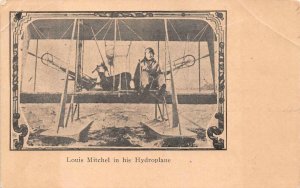 LOUIS MITCHELL IN HIS HYDROPLANE AVIATION POSTCARD (c. 1910)