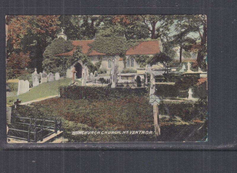 GREAT BRITAIN, VENTNOR, ISLE OF WIGHT, BONCHURCH CHURCH, 1905 ppc., used.