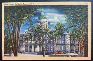 Vintage Postcard 1930-1945 State Capitol Building at Night, Concord, NH