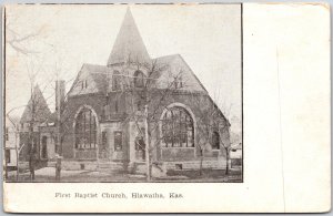 First Baptist Church Hiawatha Kansas KS Parish Religious Building Postcard