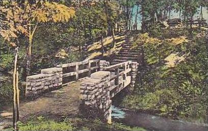 Indiana Jacksonville Trail View and Rustic Bridge Shakamak State Park Handcol...