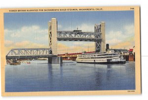 Sacramento California CA Postcard 1930-1950 Tower Bridge Elevated for Steamer