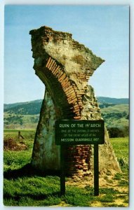 SOLVANG, CA ~ Arch Ruins MISSION SANTA INES c1950s Santa Barbara County Postcard