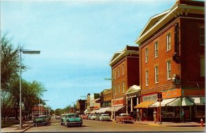 Vtg Worthington Minnesota MN Tenth Street Scene View Old Cars 1950s Postcard