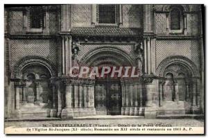 Old Postcard Chatellerault Detail of door & # & # 39entree of 39eglise St Jac...