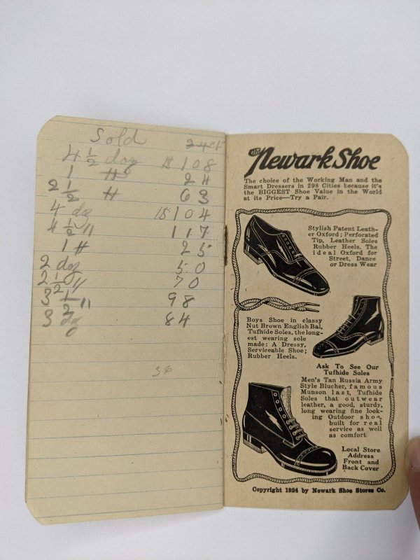 1924 Mason City IA Newark Shoe Store Advertising Memo Pad Notepad Note Book C51