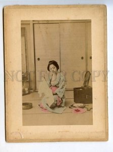 3081060 JAPAN semi-nude GEISHA & town Vintage two tinted PHOTOS