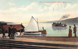 Watkins New York Seneca Lake from Railroad Station Vintage Postcard AA110658