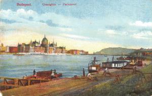 B107434 Hungary Budapest Panorama Boats Orszaghaz Parlament real photo uk