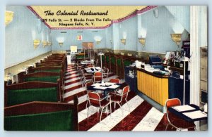 Niagara Falls New York Postcard Colonial Restaurant Blocks Interior 1940 Vintage