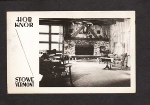 VT Hob Knob Inn Fireplace Stow Vermont RPPC RP Real Photo Postcard