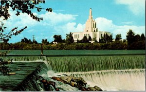 Idaho Falls Temple Snake River LDS Hospital Mormon C1950 Vintage Postcard