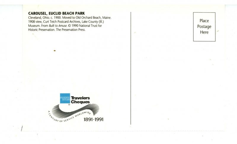 OH - Cleveland. Euclid Beach Park, Carousel View ca 1908 (postcard © 1990)