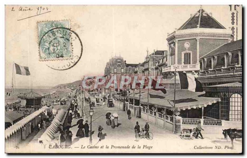 Old Postcard Cabourg Casino and the beach promenade