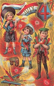 July 4th, IPC No 332-3, P. Sander, Children Shooting Pistol & Fireworks