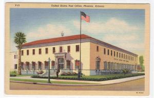 Post Office Phoenix Arizona linen postcard