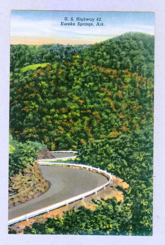 U. S. Highway 62, Eureka Springs, Arkansas unused Curteich linen Postcard
